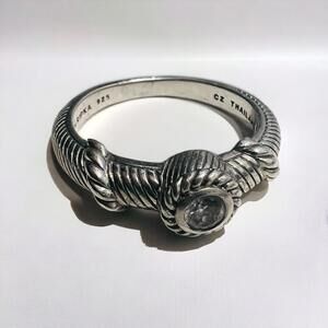 Judith Ripka Sterling silver 925 CZ solitaire Vintage ring Size 11